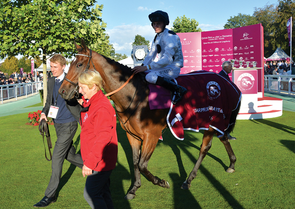  - Marsha and Luke Morris after winning the Group 1 Prix de l'Abbaye - 2 October 2016